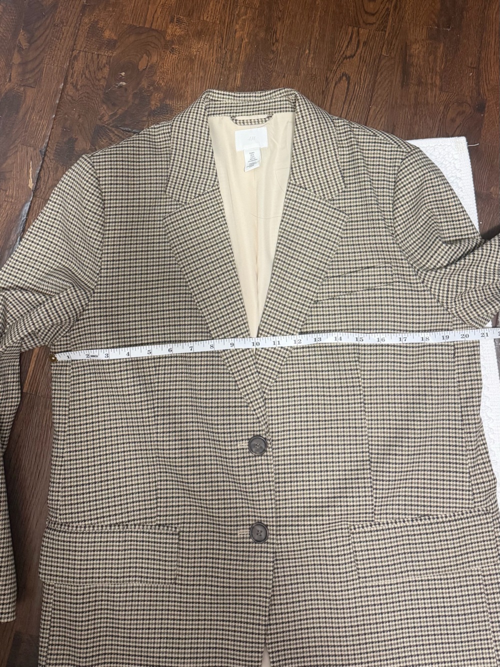 Womens Houndstooth Blazer Jacket - Tan/Black - Picture 6 of 13